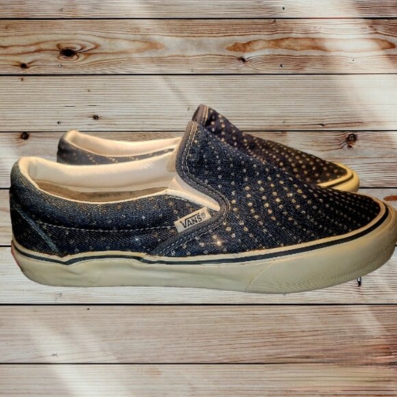 VANS - Women's 7.5 - Denim-Look Canvas Glitter Dots - Rare Style - Early 2000s - Picture 3 of 10